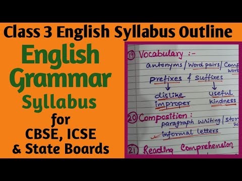 Class 3 English Grammar Syllabus | Class 3 English Grammar Syllabus Outline | Grade3 English grammar