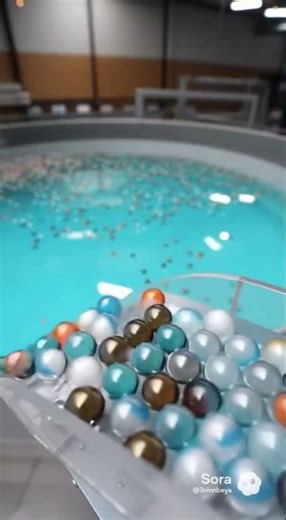 Massive Marble Drop! 🌈 Giant Machine Launches Thousands into a Water-Slide Tunnelビー玉ウォータースライダー大投下！