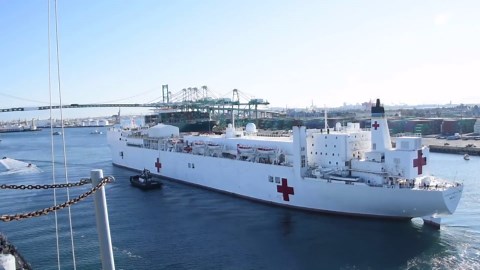 USNS Mercy Hospital Ship Arrives At LA Harbor Amid COVID-19