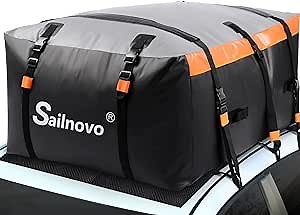 Sailnovo Waterproof Rooftop Cargo Carrier PRO, 20 Cubic Feet Heavy Duty Roof Top Luggage Storage Bag, with 10 Reinforced Straps + Carrying Bag - Perfect for Car, Truck, SUV with/Without Rack