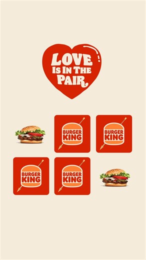 Play Love is in the Pair in the BK® App and unlock tasty discounts this Valentine’s Day 🍔💋🍔 The faster you match the burgers, the better your offer. Royal Perks Members only and only for a limited time. 💘 | Burger King NZ