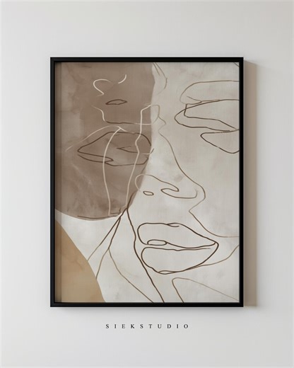 Abstract Face Line Art Portrait, Minimal Neutral Beige Taupe Tones Figurative Wall Art, Modern Contemporary Decor Printable Download 602 - Etsy