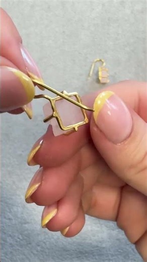 10mm Rough Rose Quartz Diamond Claw Hook Earrings Gold Plated Sterling Silver Vermeil