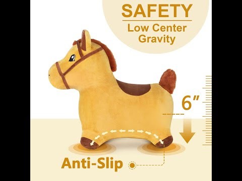 iPlay, iLearn Bouncy Pals Hopping Horse, Toddler Girl Boy Inflatable Bouncing Animal Hopper Toy