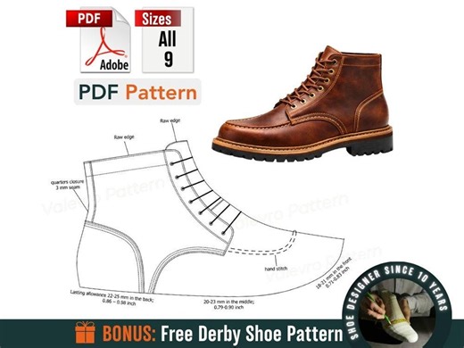 Moc Toe Work Boots Sewing Pattern PDF – Men’s Leather Service Boots - All Sizes (US 6.5–12.5) - Etsy