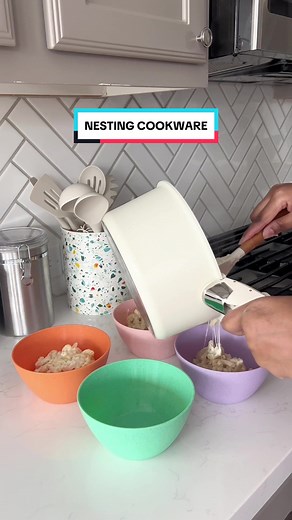 This Carote nesting cookware is my absolute favorite set for cooking. NOTHING STICKS! #cookware #carote #potsandpans #toddlermealideas #kidsmeals #ttshop #tiktokshop