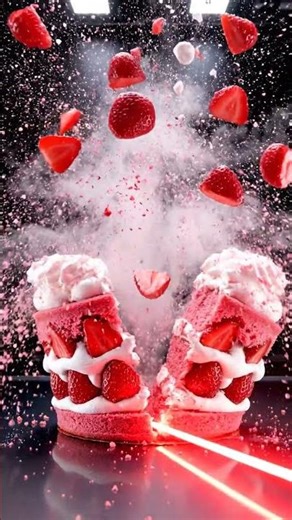Strawberry Cake EXPLOSION in Slow Motion! 🍰🤯 #FoodArt