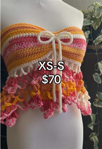 Crocheted tops: sizes and pricing