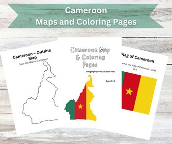 Cameroon Map & Coloring Pages | Cameroon Country Study | Geography Worksheets fo