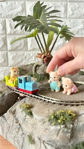 Cute Bear Tour Train in a Tiny Forest Layout #shorts