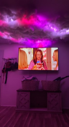 Im having too much fun putting different lighting to my cloud ceiling😍 My kids think this is the coolest thing ever! #cloudceiling #enchantedceiling #ledlights #meangirls #youcantsitwithus #diy #homedecor #spookyseason #spookyvibes #altmomsoftiktok