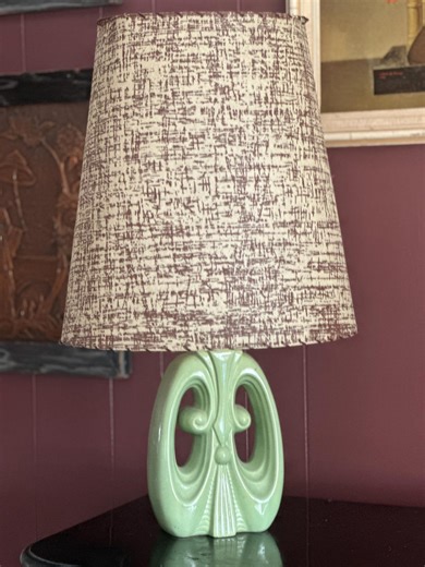 1950s Mid Century Ceramic Lamp W/ Tall Fiberglass Shade • Chartreuse Green • Atomic Era Retro Decor - FREE SHIPPING - Etsy
