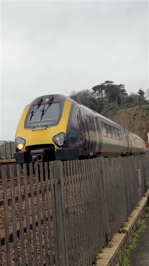 Cross country class 221 clatters down the seawall Dawlish on the Plymouth to Glasgow central 221112