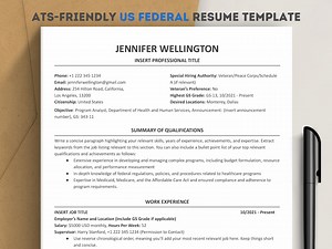 ATS US Federal Resume Template 2025 for Word & Google Docs | Government Resume/federal Resume for USAJOBS Application   Cover Letter - Etsy