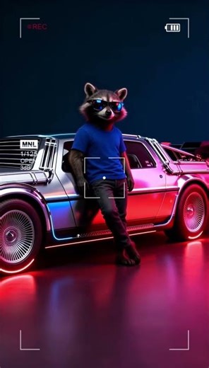 This Raccoon Drives a Time Machine Car!