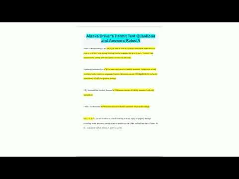 Alaska Drivers Permit Test Questions and Answers Rated A1