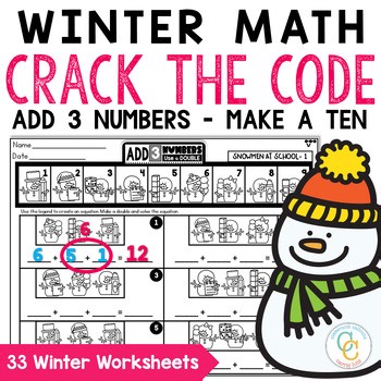 Crack the Code Math Winter Busy Work Friends of 10 Make a Ten No Prep Worksheets