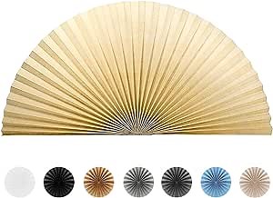 Half Circle Window Shade Self Adhesive Arch Window Shade for Circle Window Light Filtering No Drill Arched Semi Circle Half Moon Pleated Window Covering for Living Room (1, Beige, 36x18inch)