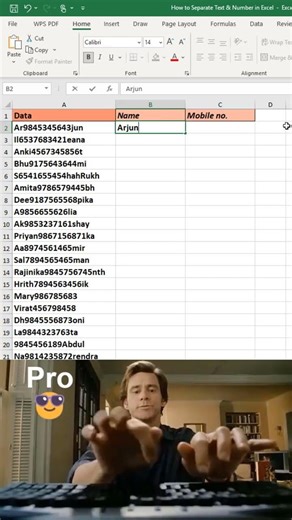 How to separate text and number in Excel