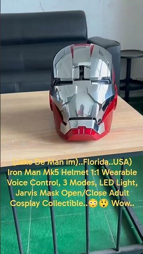 Iron Man Mk5 Helmet 1:1 Wearable,Voice Control, 3 Modes, LED Light, Jarvis Mask Open/Close Adult