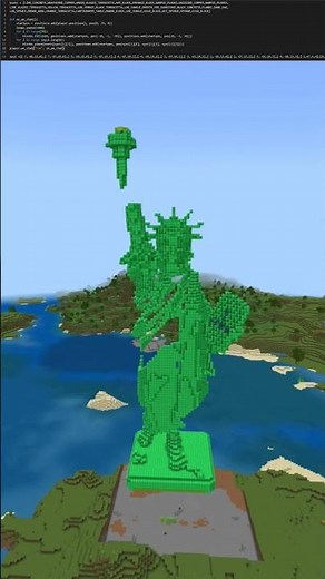 Building a 3D Statue of Liberty in Minecraft with Python Code! Epic Pixel Art Creation! #minecraft