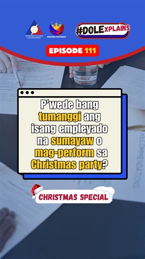 #DOLExplains: P’wede bang tumanggi ang isang empleyado na sumayaw o mag-perform sa Christmas party? #AskDOLE #DOLE #BagongPilipinas #SerbisyongDOLE #Christmas #ChristmasParty #fyp | Department of Labor and Employment - DOLE