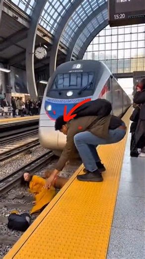 Seconds Before the Train… A Girl Jumped to Save a Dog 🐶❤️ #dog #shorts #train #fyp