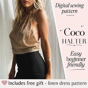 Halter Top Women's PDF Sewing Pattern, Easy Beginner Sewing Pattern, Women's Summer Top, Womans Summer Top Pattern, Halterneck Pattern - Etsy