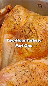Two-hour turkey, part one: we didn’t believe Chris Kimball told us he could get a turkey in and out of the oven that fast, but he proved us wrong. The result is a turkey that’s tender and moist, with skin golden-crisped, and white and dark meat both cooked to perfection. See instructions and the recipe below, and stay tuned for part two! (And yes, there’s resting time. But dry brining in place of wet brining allows use to skip the overnight wet brine in a salt water vat, making it pretty painles