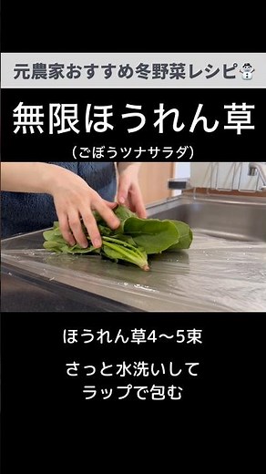 レンジでできる！ほうれん草とごぼうのサラダ🥗