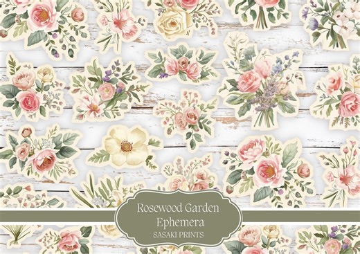 Rosewood Garden Ephemera Pack – Vintage Shabby Chic Printable Flowers for Junk Journals, Scrapbooking & DIY Crafts, Scrapbooking Digital Kit - Etsy