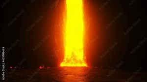 Hell gates. Road to hell fire. Devil portal. Sinner. Religious concept. Realistic 4k animation.