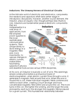 Inductors in Physics & STEM - No Prep - Worksheet - 100% Editable