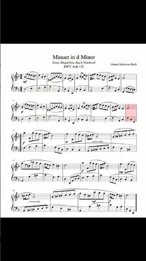 Minuet in D minor by Bach #bach #piano
