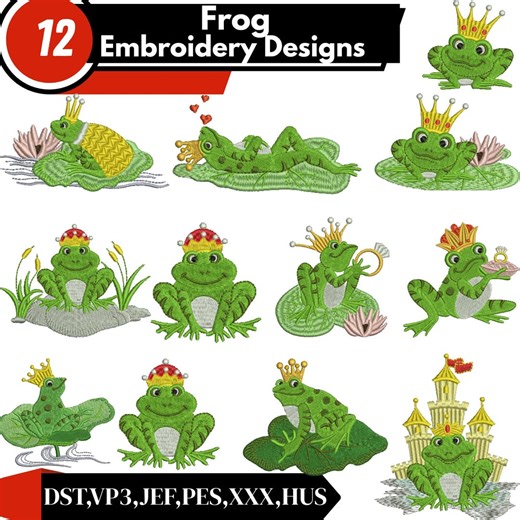 Frog Embroidery Design, Adorable Green Frog, Kawaii Frog, Cute Animal, Woodland Frog, Smiling Frog, Machine Embroidery Design - Etsy