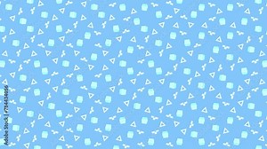 Memphis style background. Abstract animation of a retro patterns with geometrical shapes and lines. Seamless loop pop art design