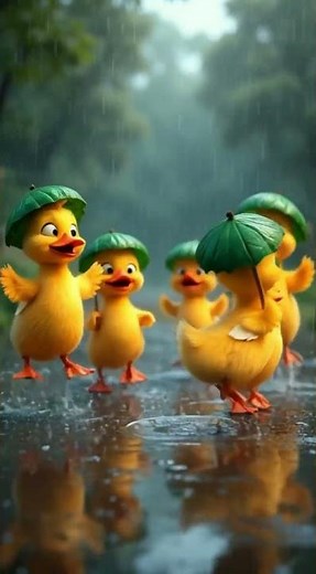 Lotus Pond Duck Party 🌸🦆 | Cute Ducks in Rain | 3D Short #shortsfeed #trending #cartoon