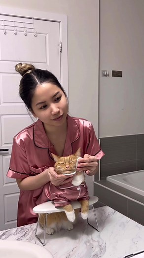 Ginger loves her new spa look with some magical help 🥹💕 @GenshinImpact_En #GenshinImpactMeow #GenshinImpact35