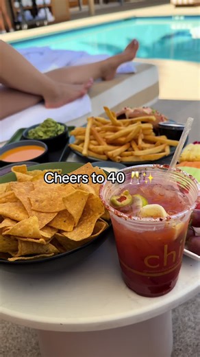 Bestie   poolside   cocktails = the only way to celebrate 40 😎🍾 #LifeBeginsAt40 #PoolsideVibes