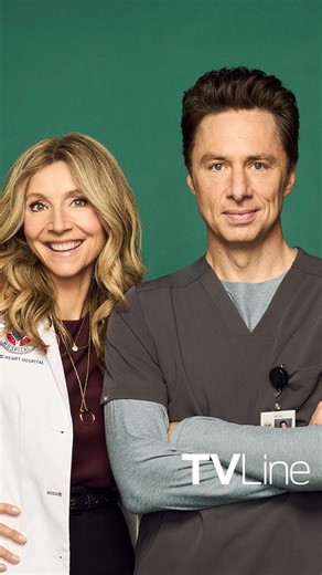 Spoiler alert! #Scrubs stars Zach Braff, Sarah Chalke, and series creator Bill Lawrence discuss J.D. and Elliot’s relationship status in the revival. 🔗 Link to @TVLine Senior Editor @RyanSchwartzTV's full cast and creator interview in our bio. #ABC | TVLine