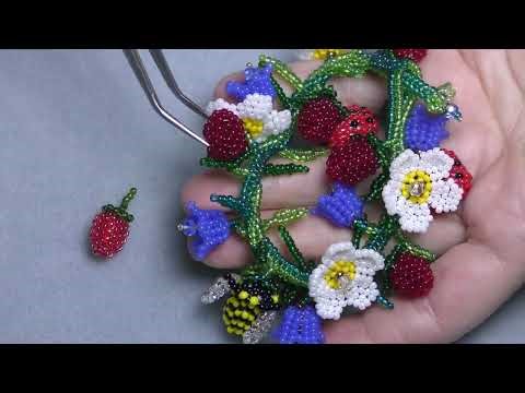 Tutorial: Beaded raspberry. Малина из бисера.