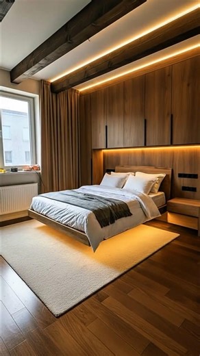 Luxury Bedroom with Hidden LED Glow! 🛏️✨ #shorts #homedecor #trending