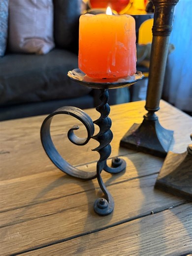 Hand-forged Wrought Iron Candle Holder: Spiral Stem, Gothic Decor - Etsy