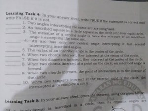 Grade 10 Learning Task 4: Circle