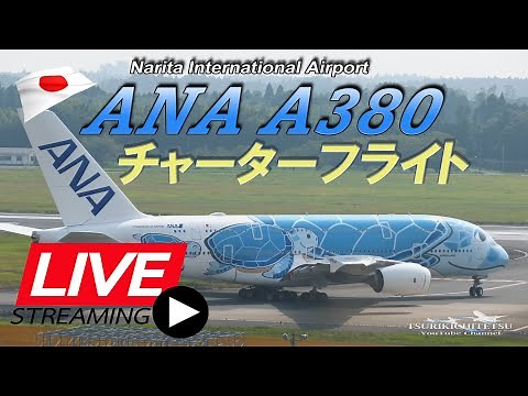 《LIVE・ライブ配信》 ANA A380 FLYING HONU 遊覧飛行 成田空港 Narita Airport Live Takeoff & Landing