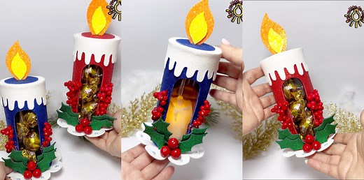 Lindos adornos o dulceros navideños con botellas plásticas y foami en forma de velas | Un millón de ideas fáciles