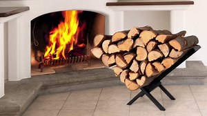 AJART Firewood Log Rack Indoor: 32 Inch Heavy Duty Outdoor Firewood Holder for Indoor Fireplace Wood Log Stand Storage