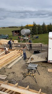 42K views · 539 reactions | The weekend warriors had a great day at the Smid ranch framing a new shop, under the command of Dave ( the Engineer) baker we got most of the roof and a big chunk of the walls framed  | Langberg Log Homes | Facebook