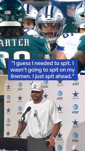 Yahoo Sports on Instagram: "Dak Prescott responds to the video of him spitting towards the Eagles’ side before Jalen Carter apparently spit at him. (Via Mike Garafolo/X) #dakprescott #jalencarter #cowboys #eagles #nfl #football #sports #dallascowboys #philadelphiaeagles"