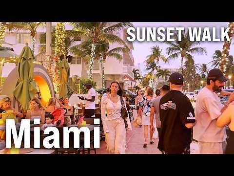 Miami SUNSET Walking Tour 2025 🌇 Miami Beach, Ocean Drive, South Beach Florida Walk [4K/60fps]